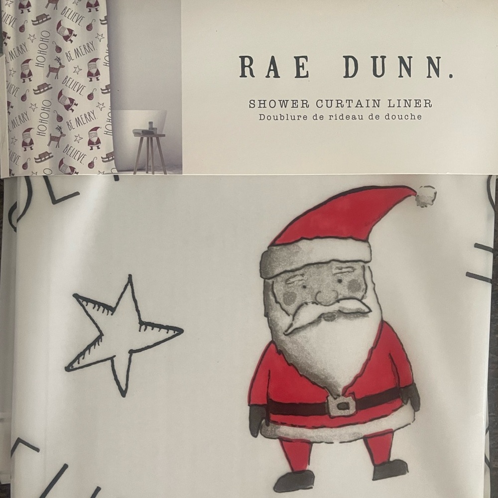 Rae Dunn Christmas Shower Curtain Liner